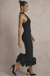 Black Peplum Midi Dress | Dress In Beauty